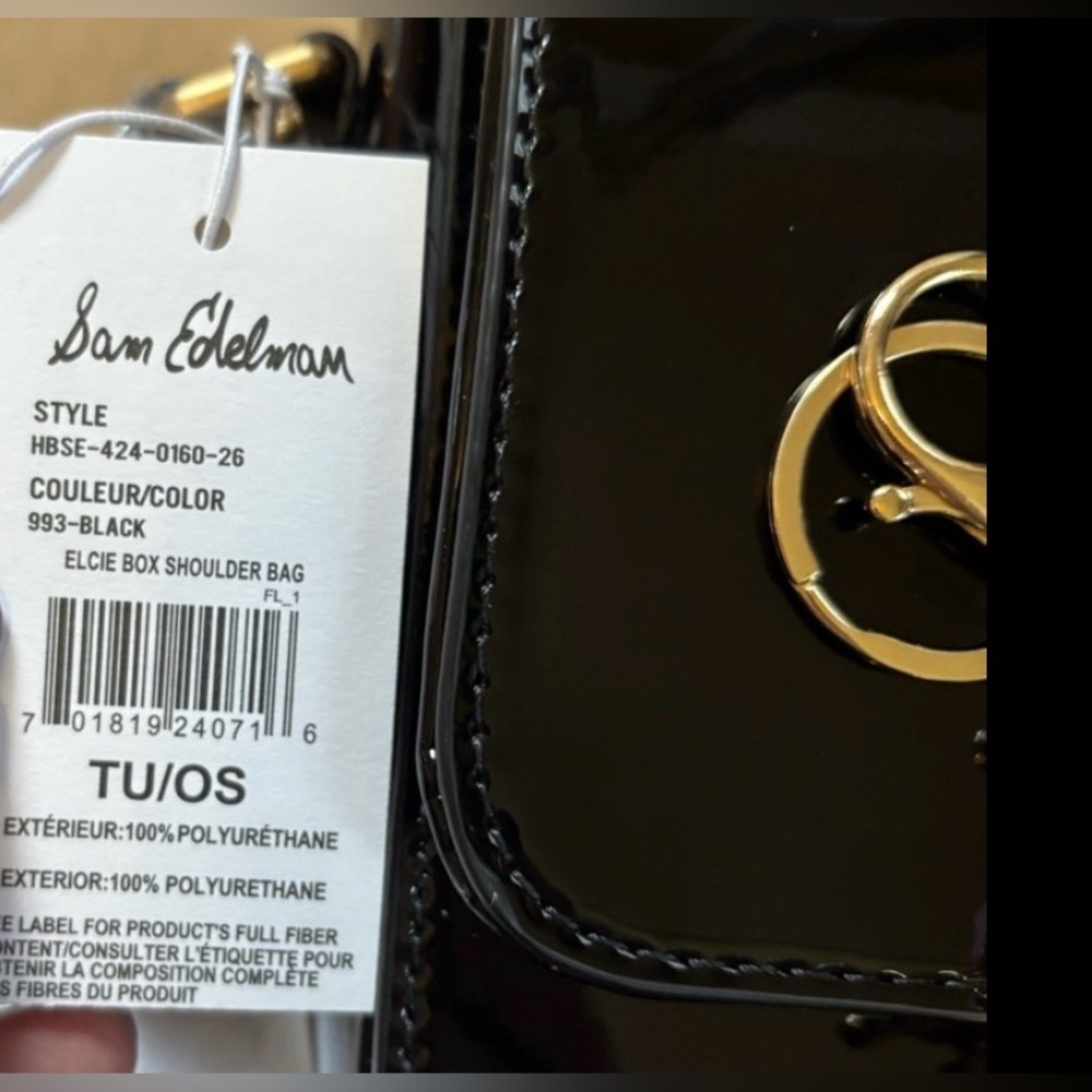 Sam Edelman Black Patent Leather Shoulder Crossbody with Gold Hardware - Picture 5 of 8